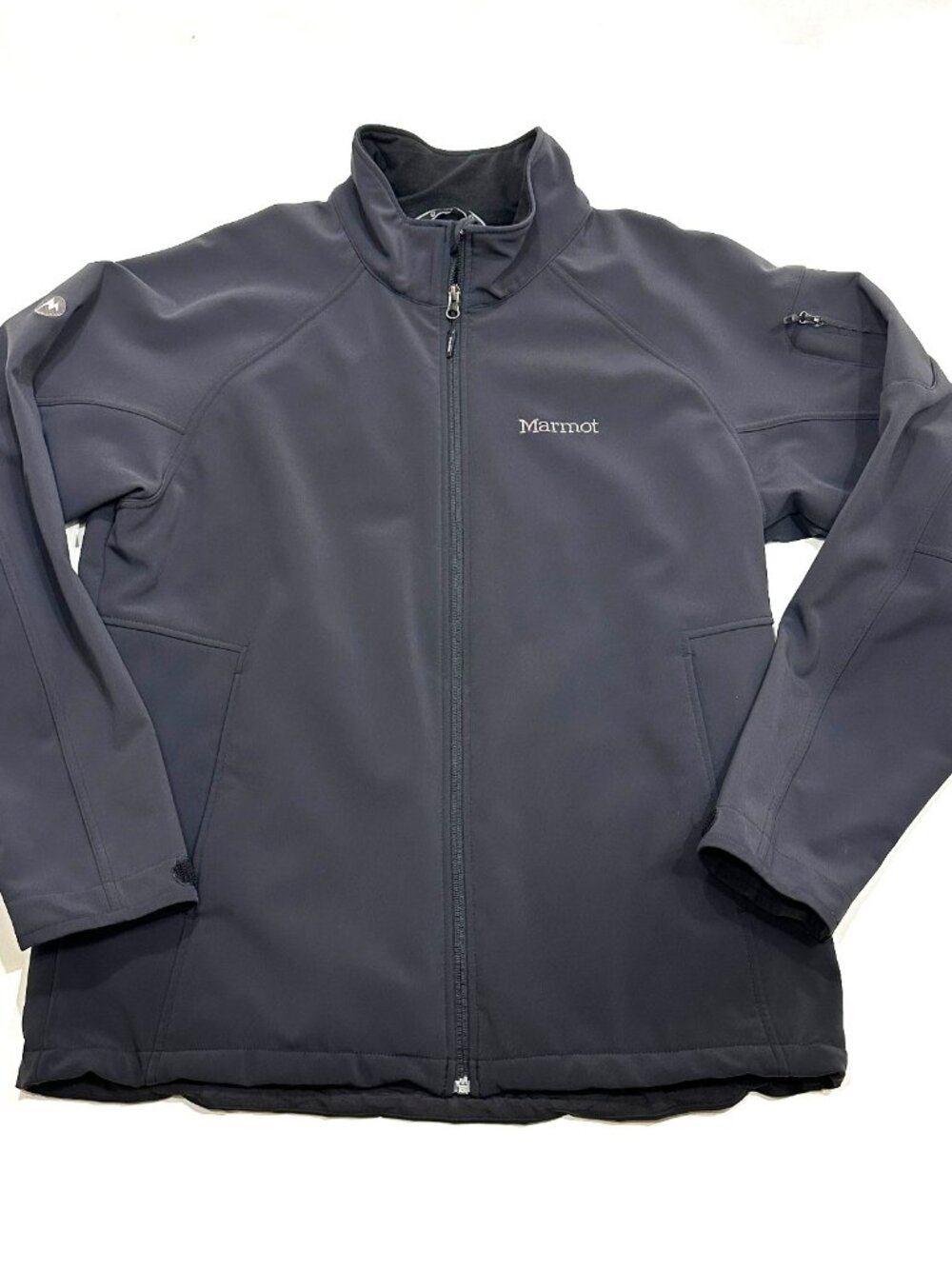 Marmot Jacket Mens XL Blue Softshell Full Zip Fleece Lined Hiking Outdoor Trail